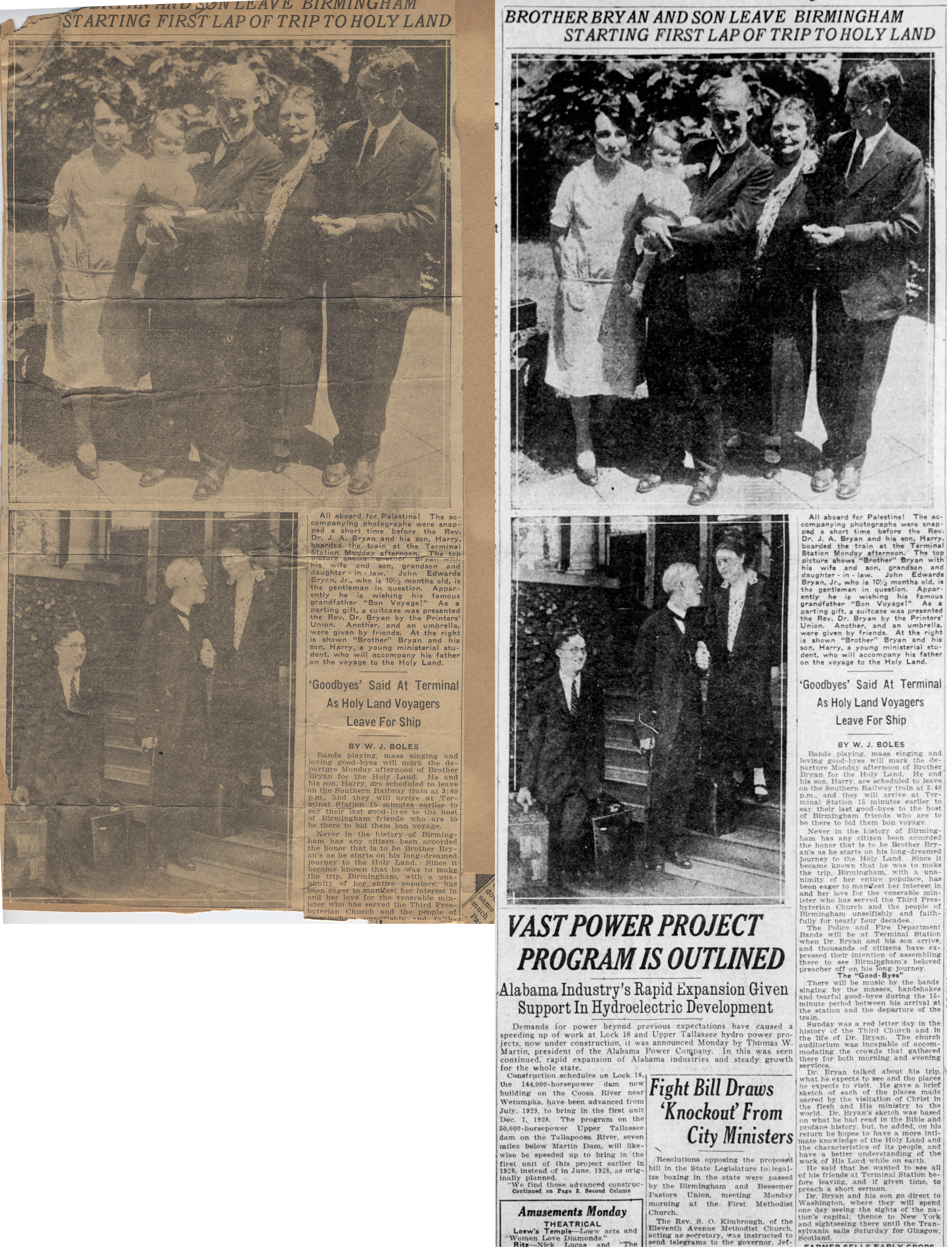 Brother Bryan and Son Leave Birmingham Starting First Lap of Trip To Holy Land